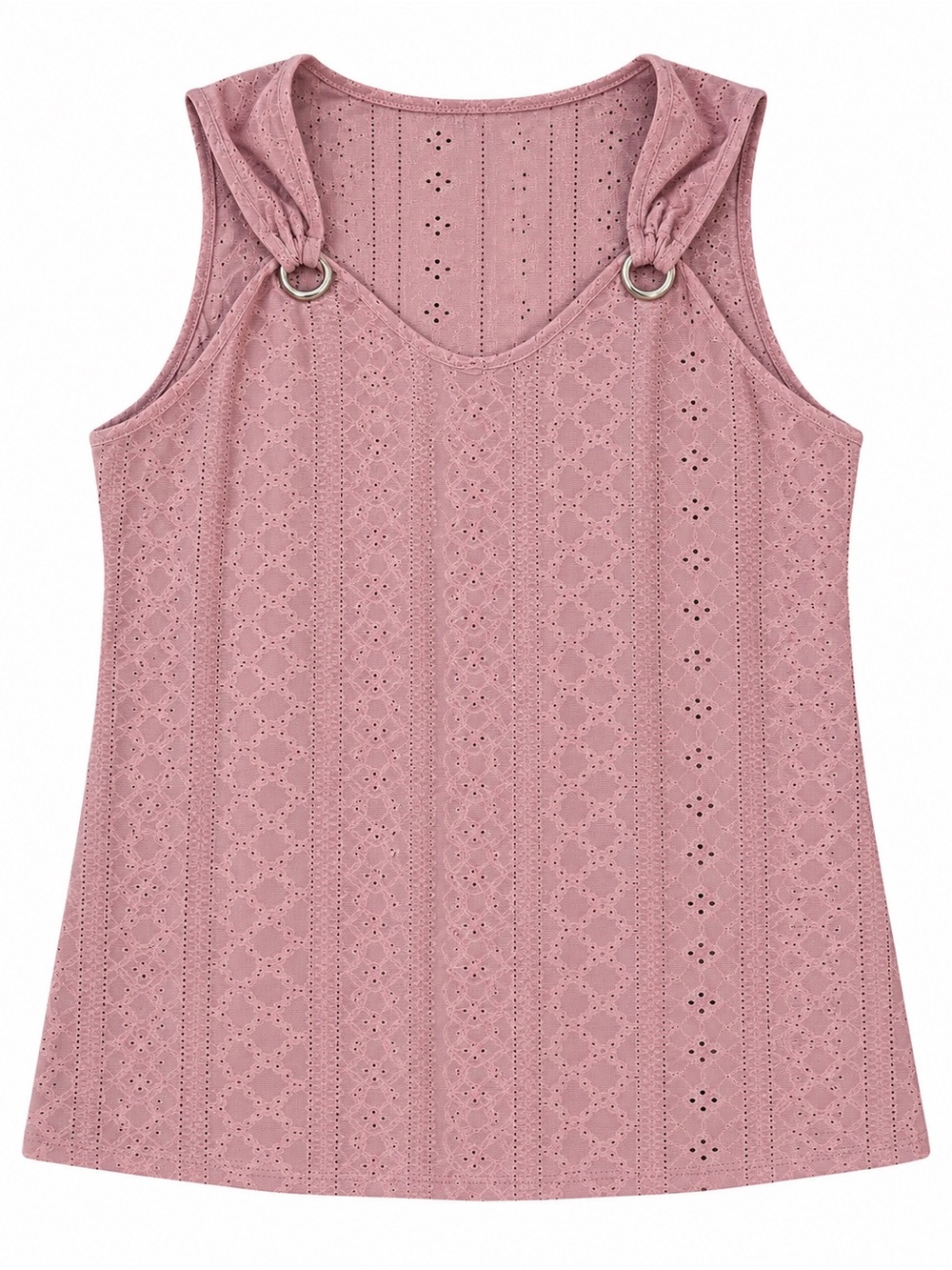 Girls' Pink Eyelet Knot-Shoulder Dress
